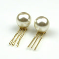 Peignes Pics Cheveux Grosse Perle Nacrée Doré 3.5cm - Lot de 2