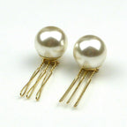 Peignes Pics Cheveux Grosse Perle Nacrée Doré 3.5cm - Lot de 2