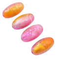 Perles Ovales Acrylique Rose Orange 38x19mm Filaments Argentés - Lot de 10