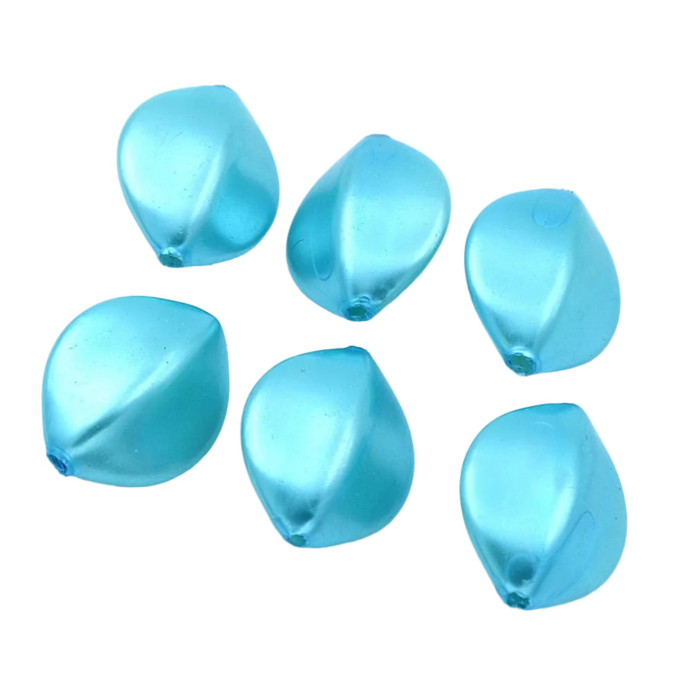 Perles Polygonales Nacrées Acrylique Turquoise 27x12mm - Lot de 10