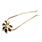 Grand pic à chignon fleur avec perle 14cm doré