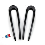 Pics à cheveux 12cm Made in France - Lot de 2, noir