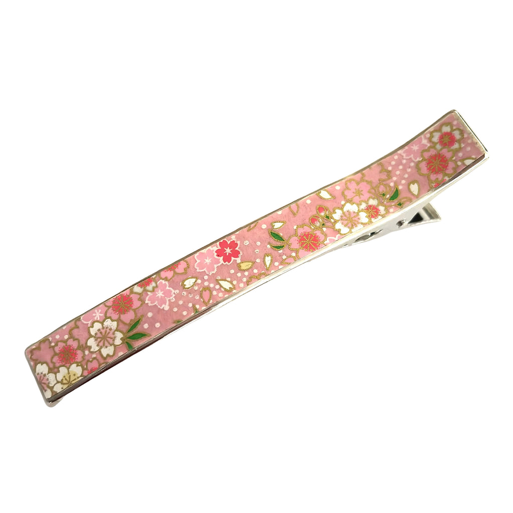 Pince cheveux bec laiton motif floral rose 12cm