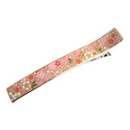 Pince cheveux bec laiton motif floral rose 12cm