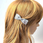 Pince cheveux clip noeud paillette argent