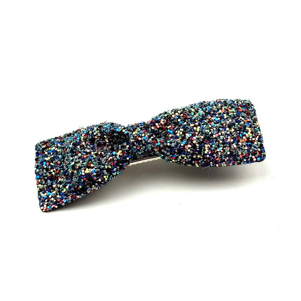 Pince cheveux clip noeud paillette bleu