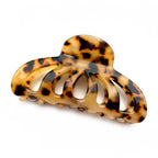 Pince cheveux crabe 8cm motif tortue acétate beige