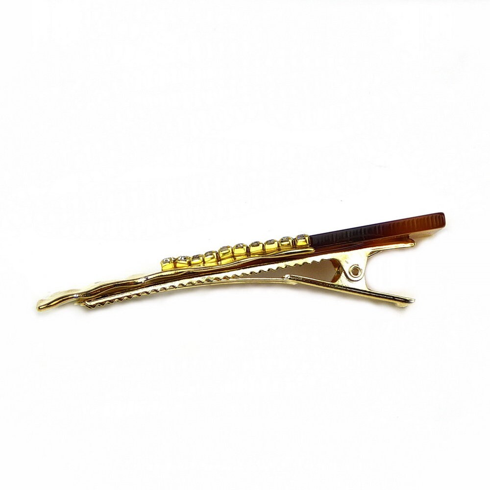 Pince cheveux crocodile en métal et strass
