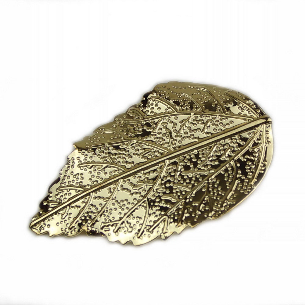 Pince cheveux forme feuille métal doré 5cm
