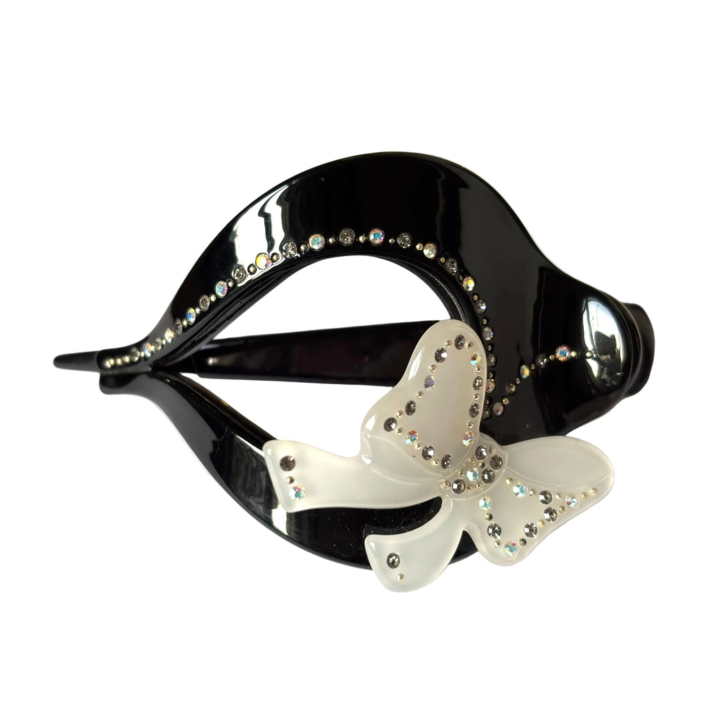 Pince cheveux fourche avec nœud et strass – coiffures relevées.