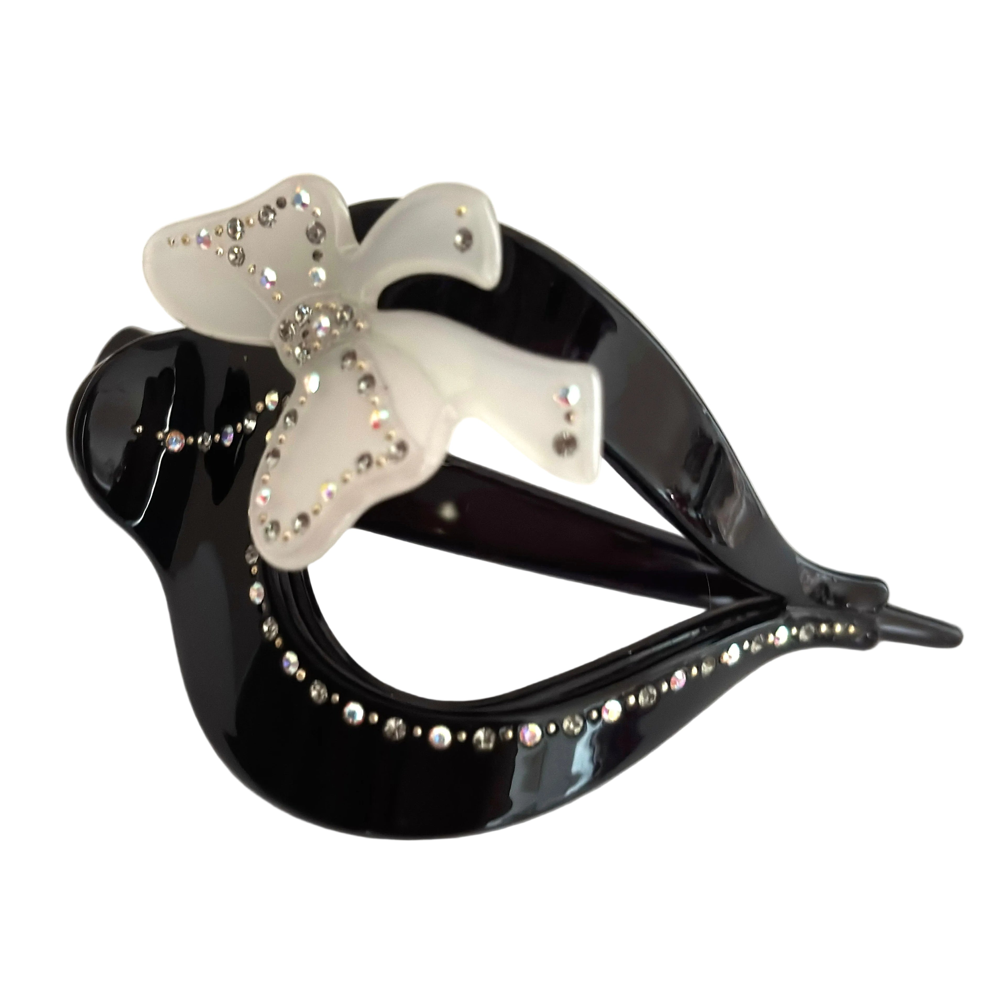Pince cheveux fourche avec nœud et strass – élégance raffinée pour vos coiffures relevées.