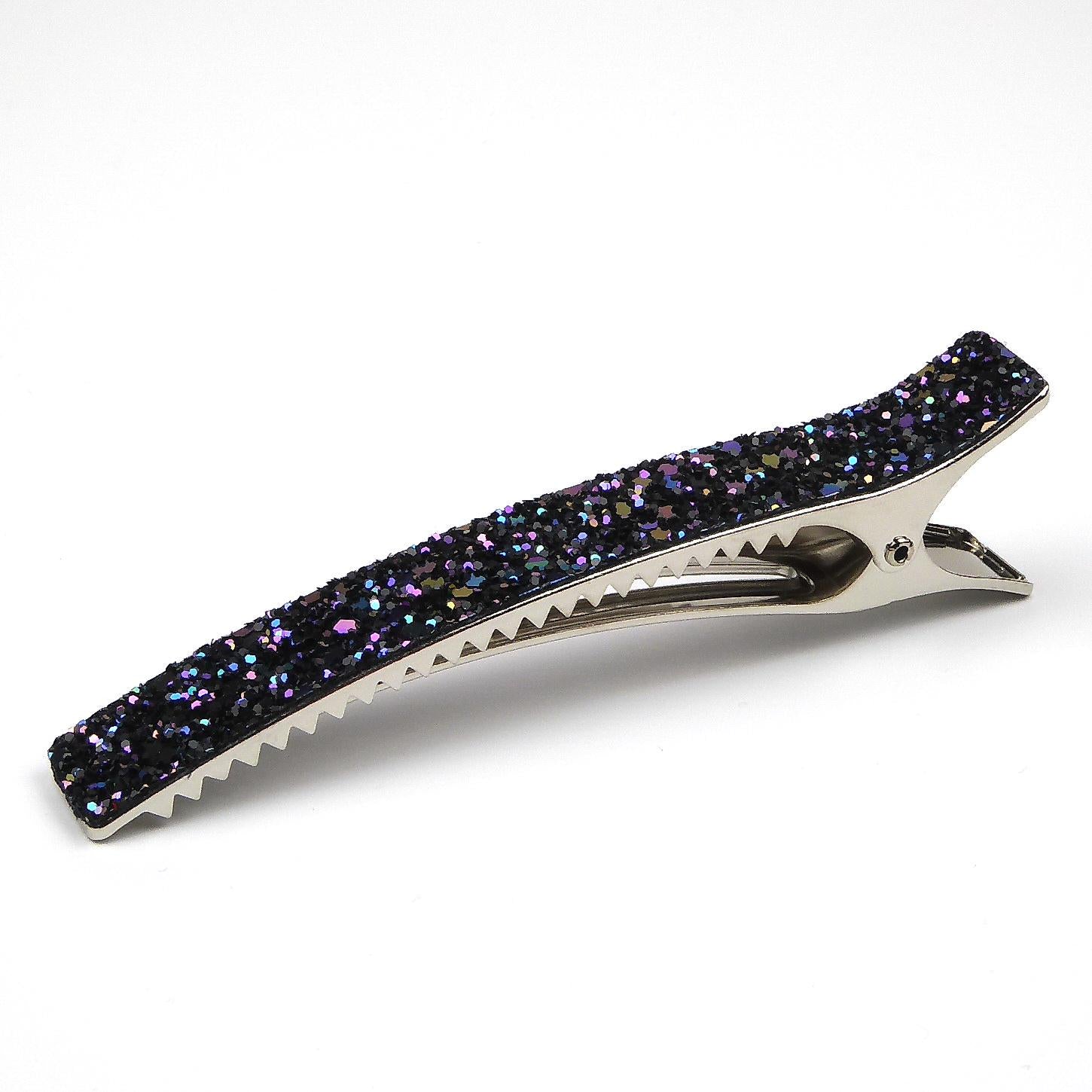 Grande pince cheveux paillettes 12.5cm multicolore foncé