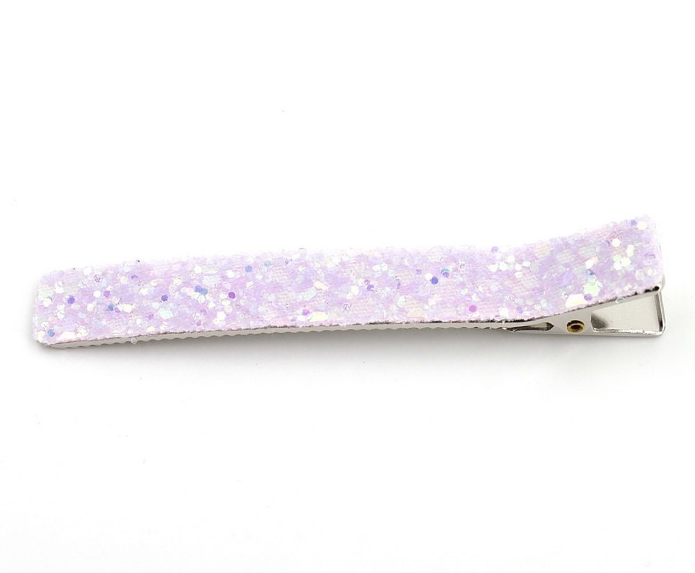 Pince à cheveux paillettes 8cm - rose pale