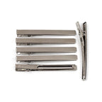 Pinces cheveux crocodile métal argent 6cm - Lot de 10