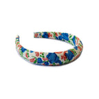 Serre-tête bombé tissu fleuri 2,5cm bleu – Élégance romantique