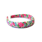 Serre-tête bombé tissu fleuri 2,5cm rose – Élégance romantique