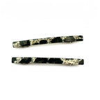 Barrettes cheveux fine fait main 7cm leopard noir, lot de 2