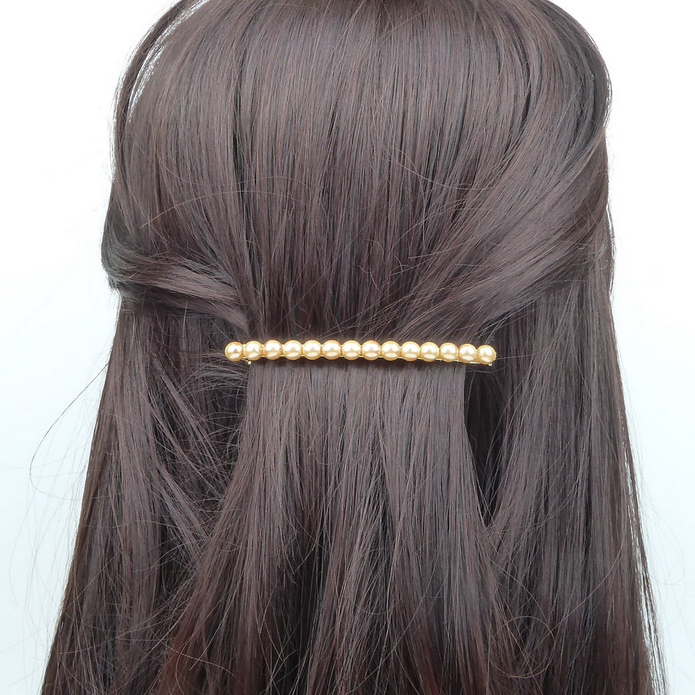 Barrette cheveux fine 8cm, perles nacrées