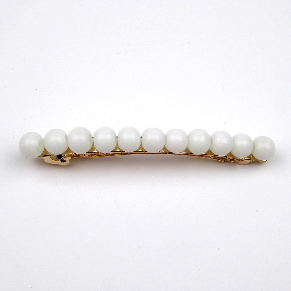 Barrette cheveux 8cm, perles 8mm