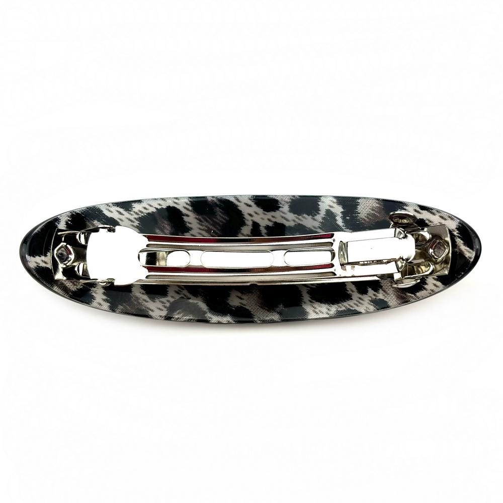 Barrette cheveux ovale incurvée léopard 9.5cm, cheveux épais