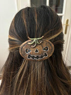 Barrette cheveux "citrouille" en pâte polymère