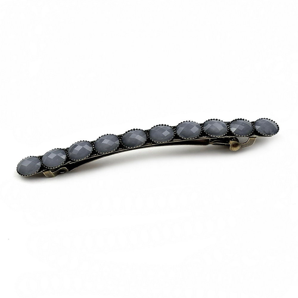 Barrette cheveux vintage longue avec perles à facette
