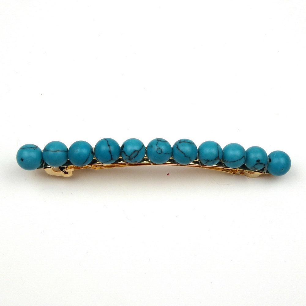 Barrette cheveux 8cm, perles 8mm