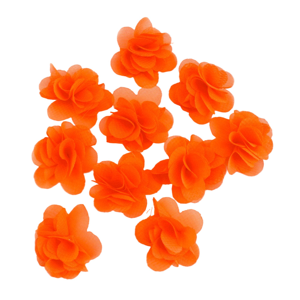 Lot de 10 petites fleurs voile orange fluo
