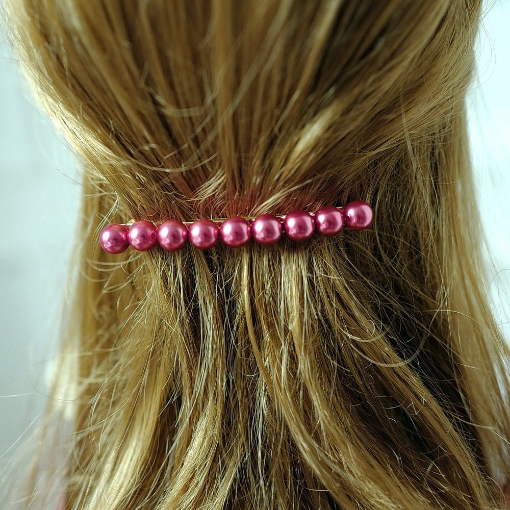 Barrette cheveux 8.5cm perle nacré