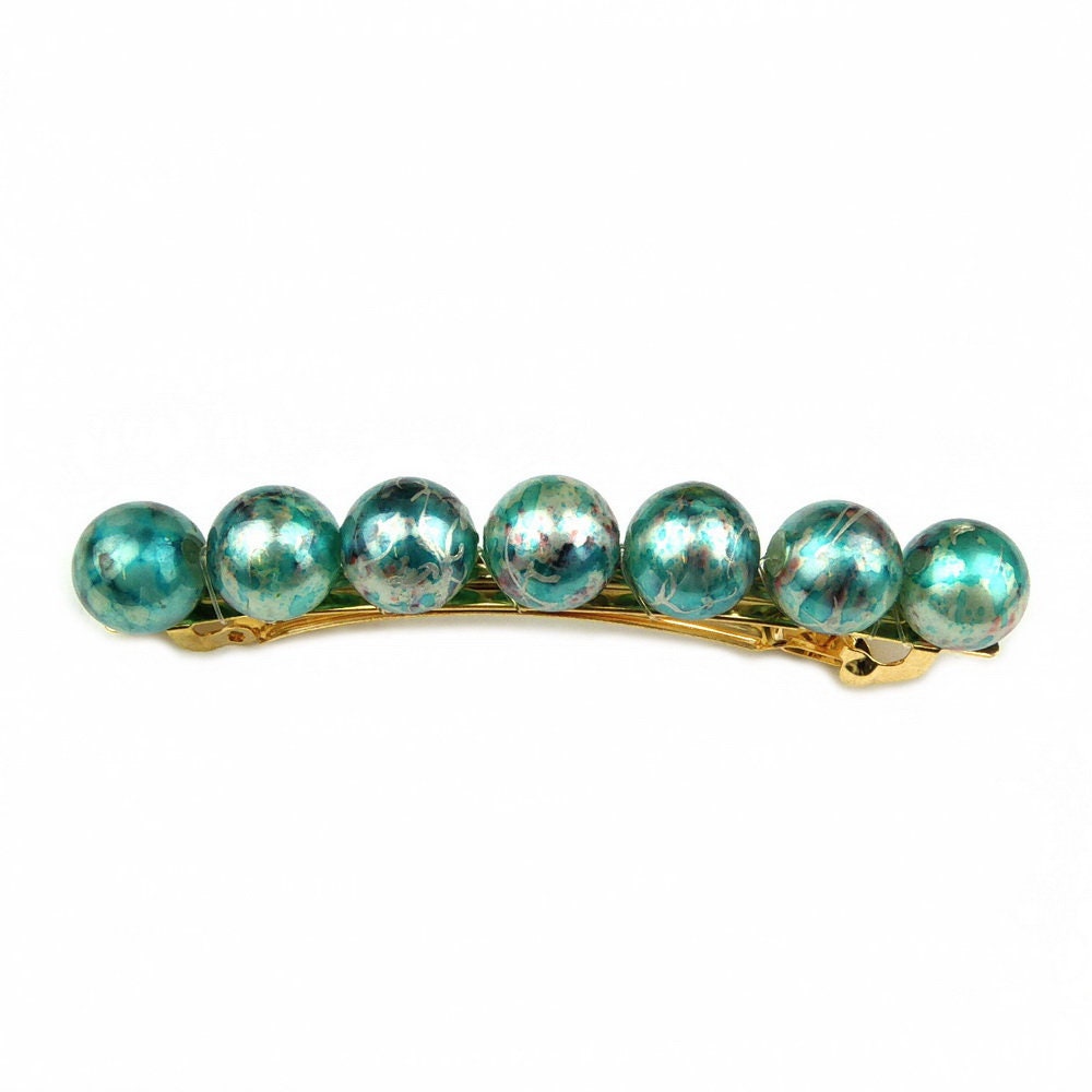 Barrette cheveux 8.5cm perle marbré