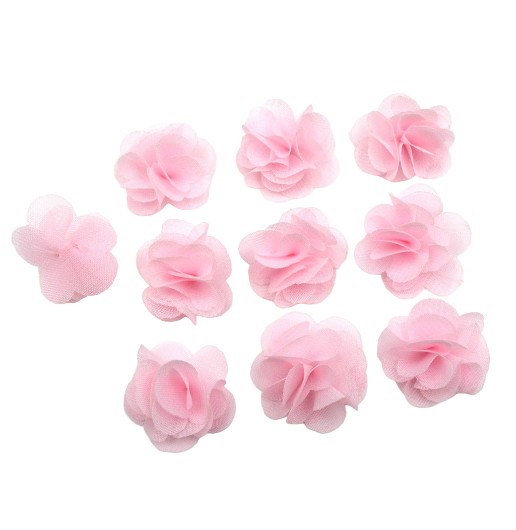 Lot de 10 petites fleurs voile rose pâle