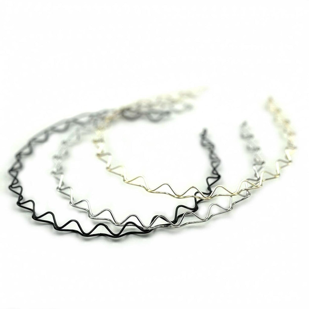 Lot de 3 serres tête fin métal ondulé doré, argenté, noir