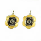 Boucle d'oreille pendante fleur émail