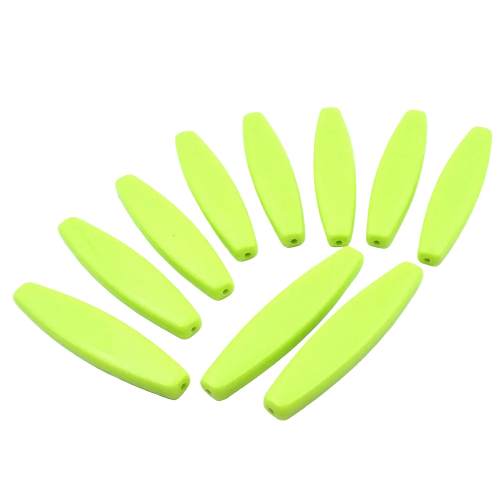 Lot de 10 perles ovales plates en acrylique, vert tendre