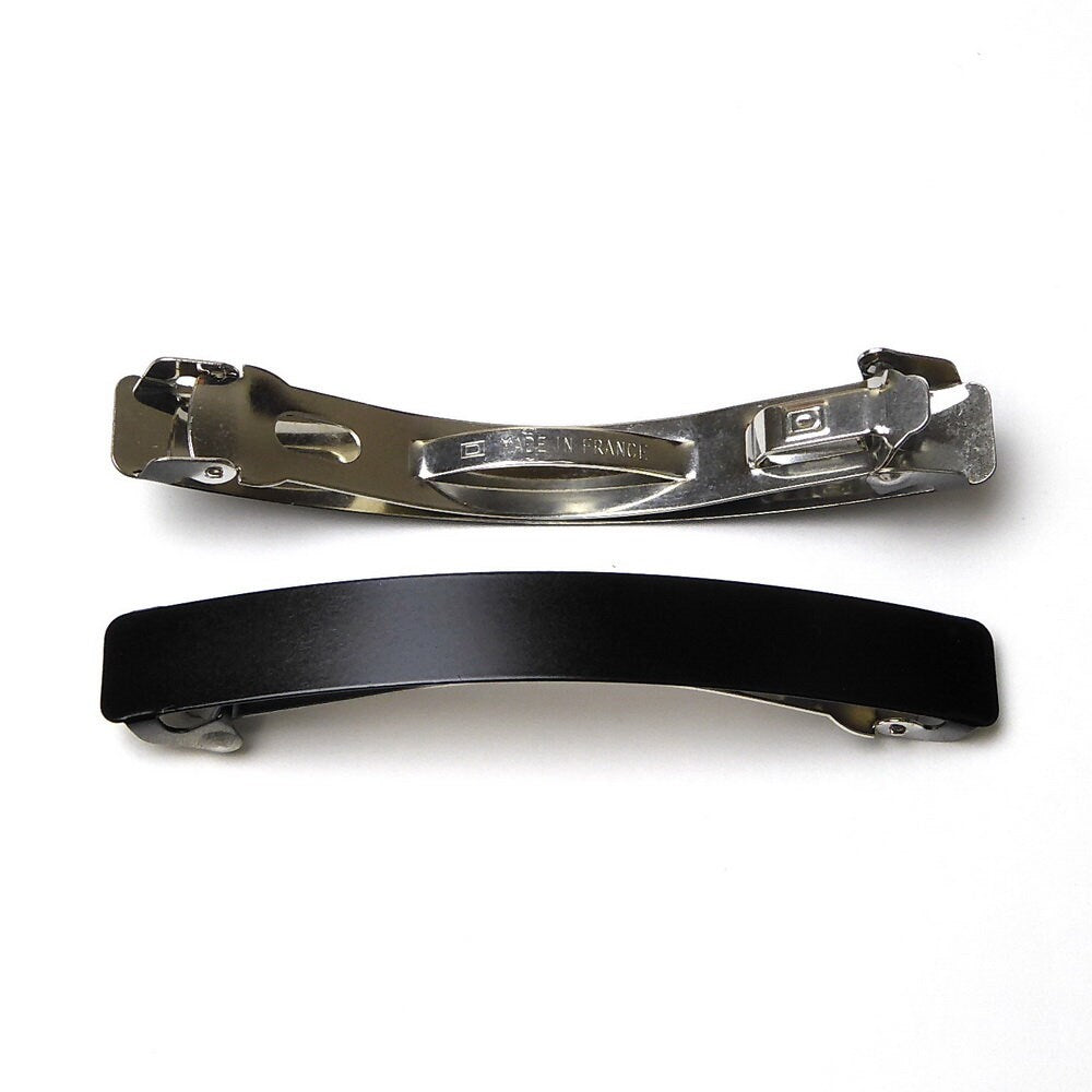 Barrettes métallisées mat Made in France 8cm noir