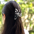 Pince cheveux crabe 8cm motif tortue acétate gris, accessoire coiffure