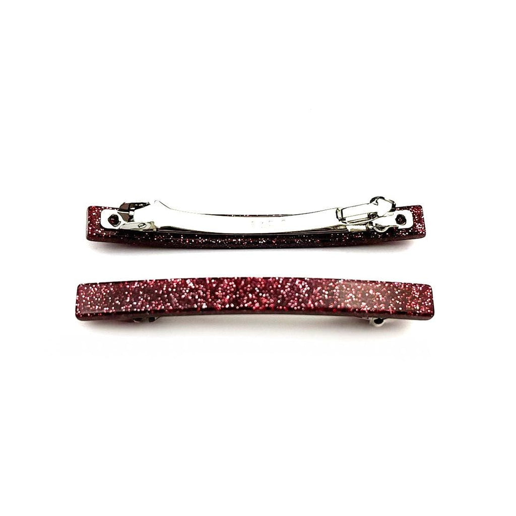 Barrettes cheveux fines paillette 7cm rouge, lot de 2