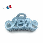 Pince à cheveux "Love" 8,5cm en acétate, qualité premium, Made in France - bleu ciel