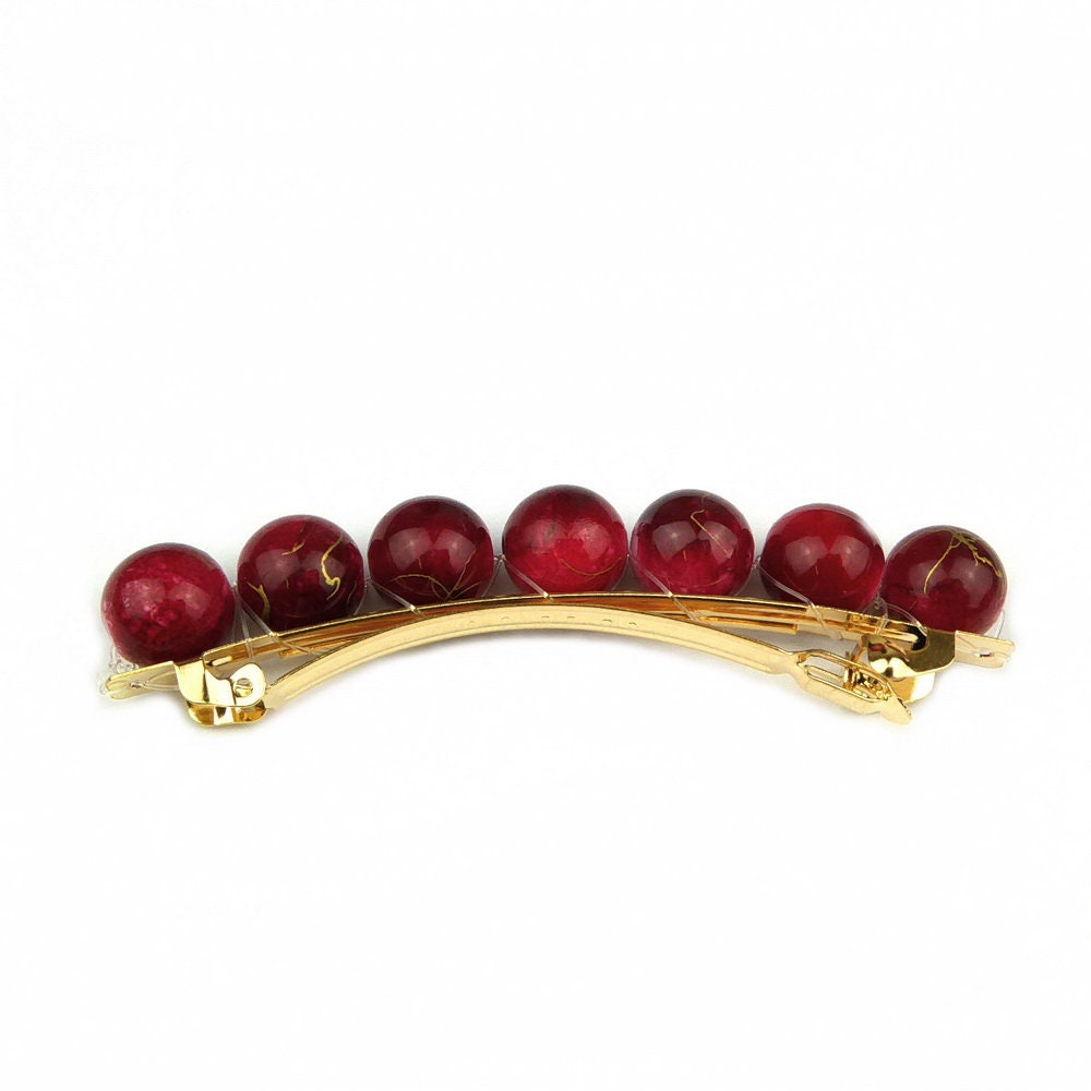 Barrette cheveux 8.5cm perle marbré
