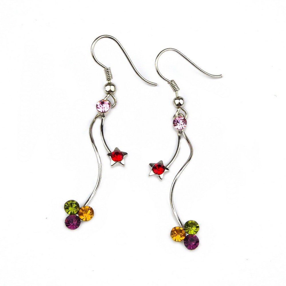 Boucle d'oreille pendante cristal