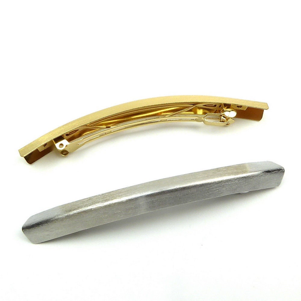 Grande barrette cheveux en métal brossé