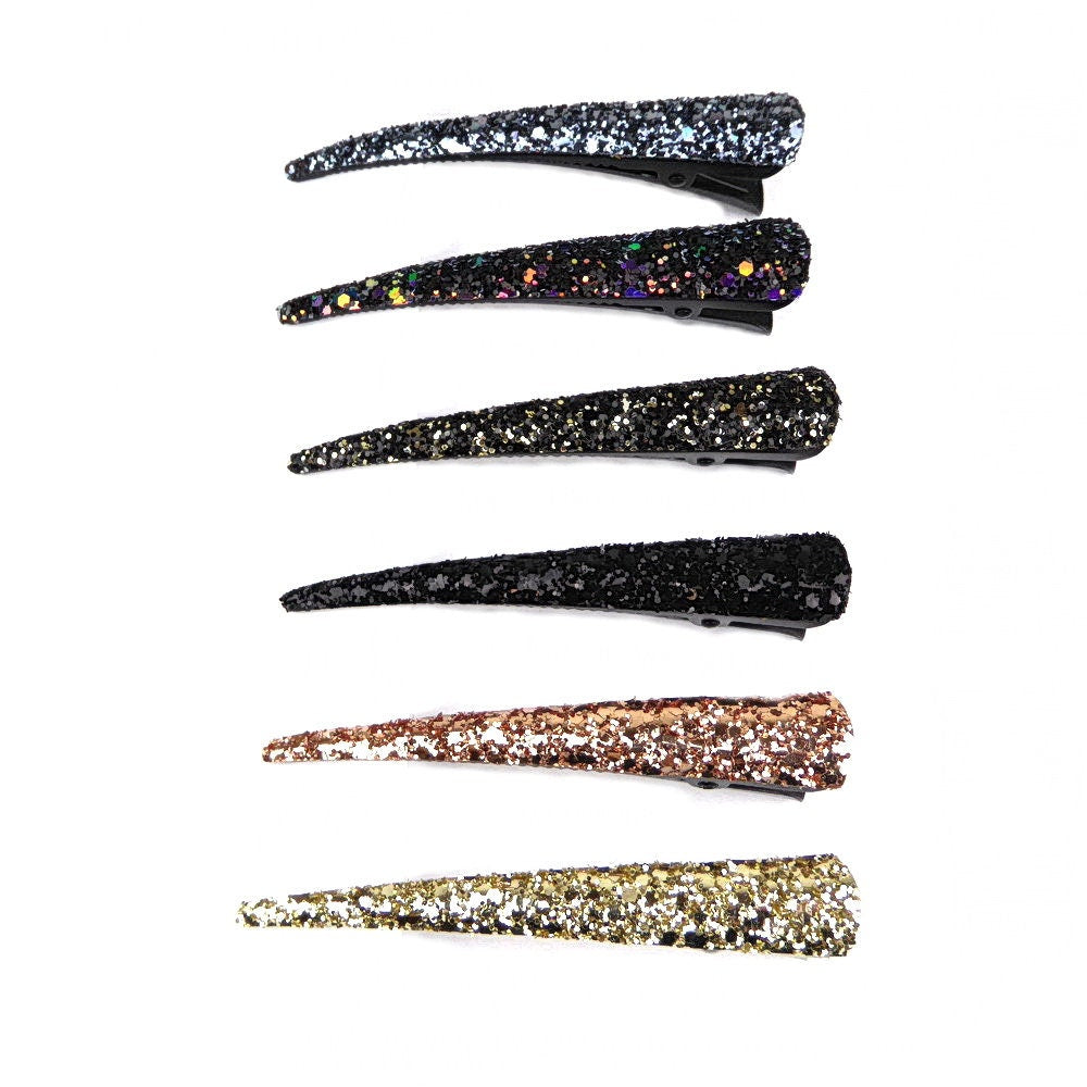 Grande pince cheveux concorde 10.5cm paillettes - doré