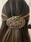 Barrette cheveux "citrouille" en pâte polymère