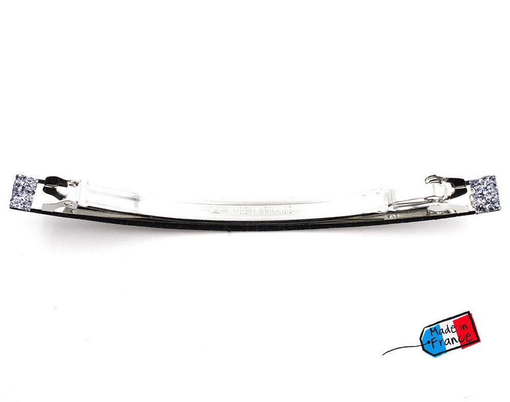 Barrette cheveux paillettes fine longue 10cm - argenté