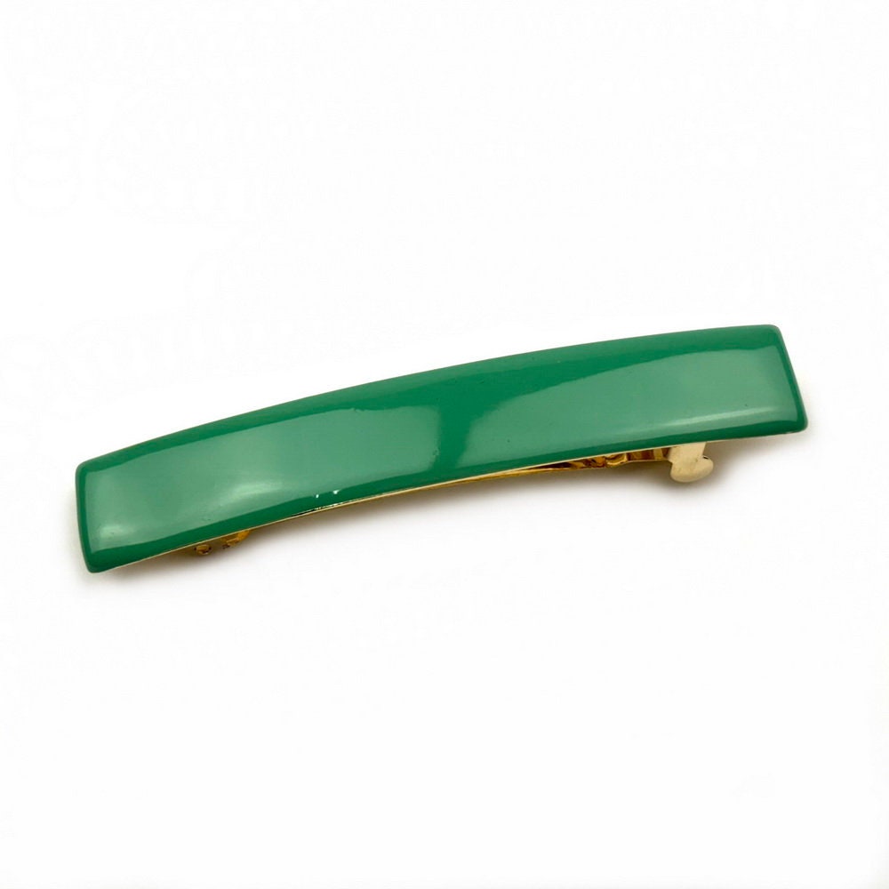 Barrette Cheveux Émail Vert 9cm Métal Doré