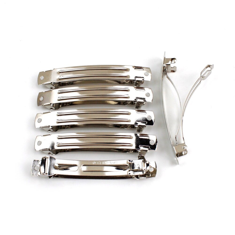 Barrettes monture cheveux 8cmx1cm "Clip Paris" argent - Lot de 50