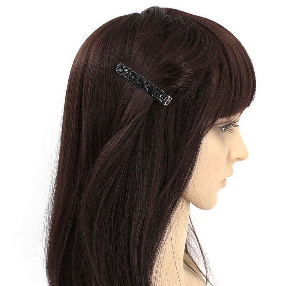 Pince cheveux paillettes 6cm - noir