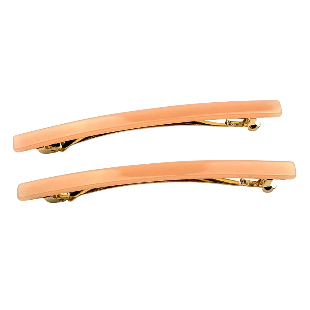 Barrettes cheveux fine fait main 9cm rose poudré - Lot de 2