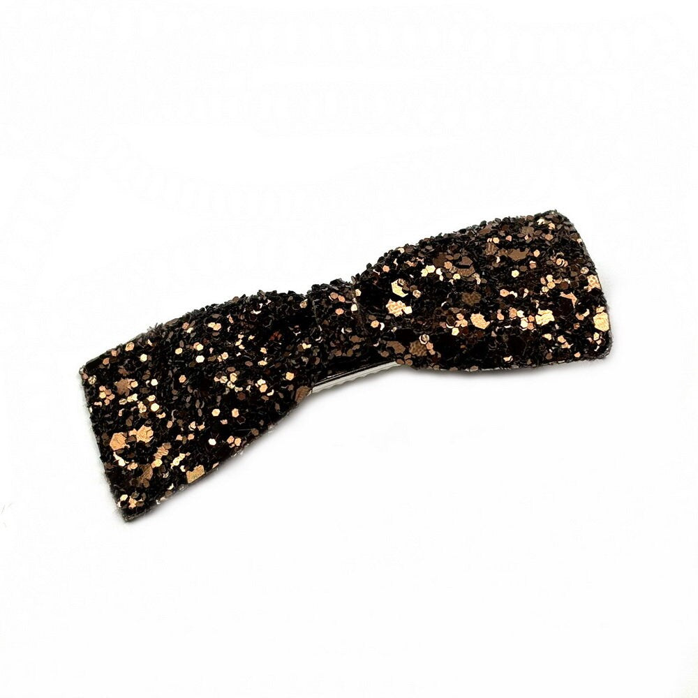 Pince clip cheveux noeud paillette - marron