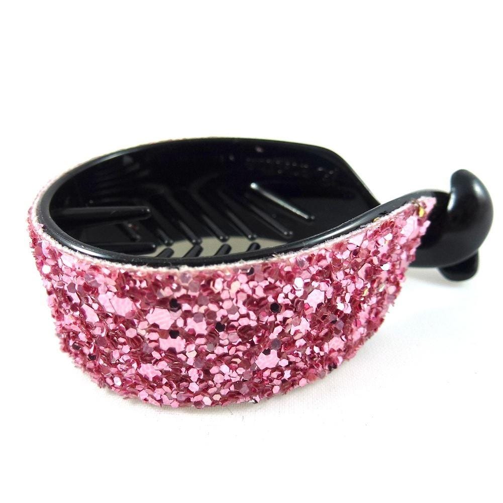 Pince cheveux queue de cheval paillette - rose